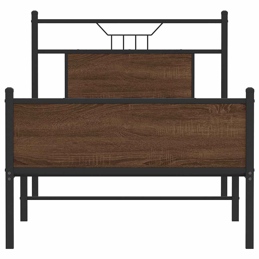 vidaXL Bed Frame without Mattress Brown Oak 90x190 cm Single Engineered Wood 6