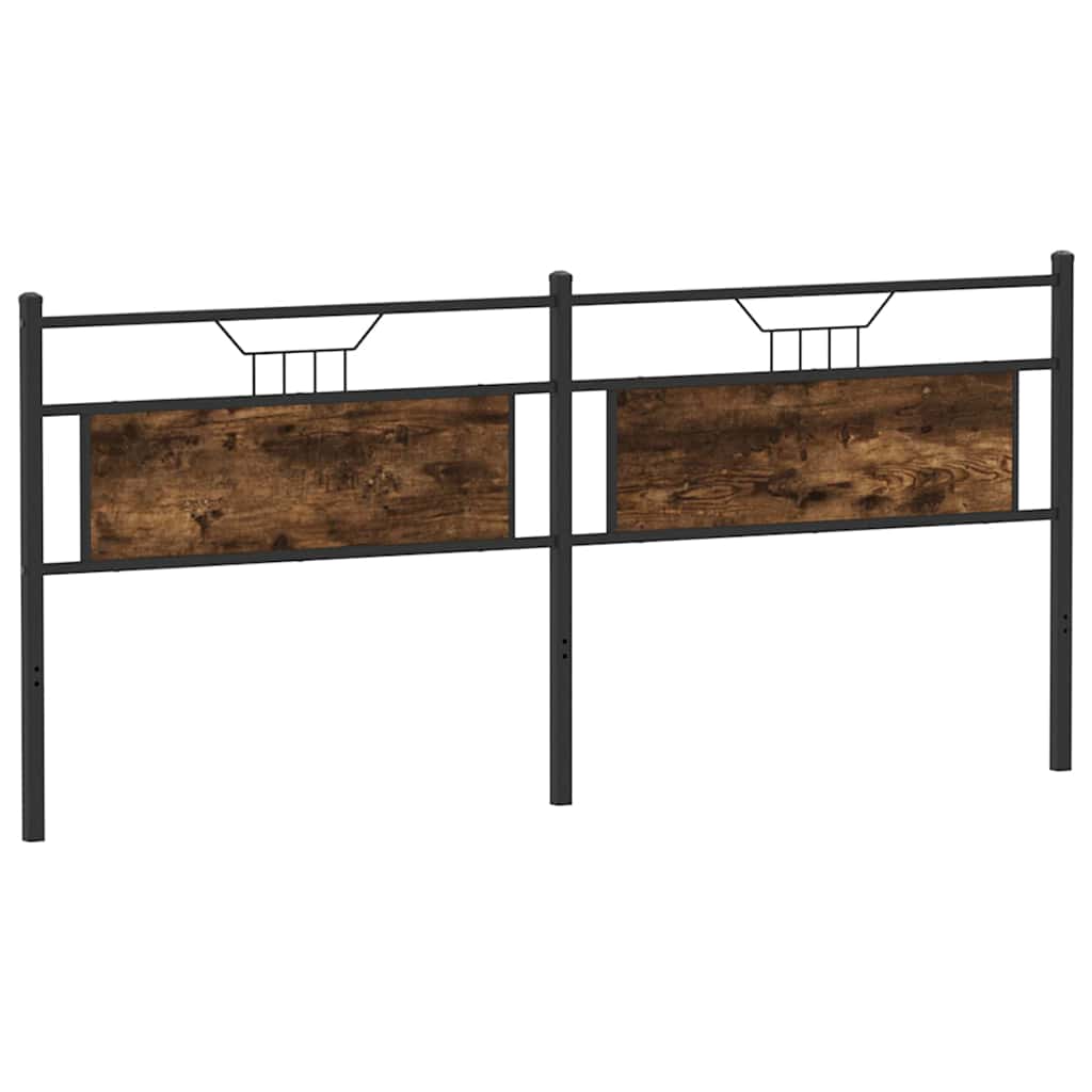 Bed Frame without Mattress Engineered Wood Brown oak headboard high footboard