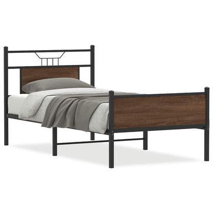 vidaXL Bed Frame without Mattress Brown Oak 90x200 cm Engineered Wood 2