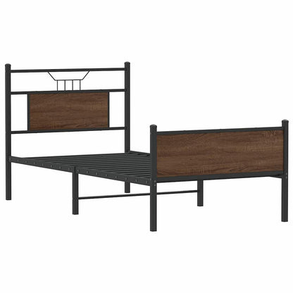 vidaXL Bed Frame without Mattress Brown Oak 90x200 cm Engineered Wood 3