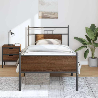 vidaXL Bed Frame without Mattress Brown Oak 90x200 cm Engineered Wood 4