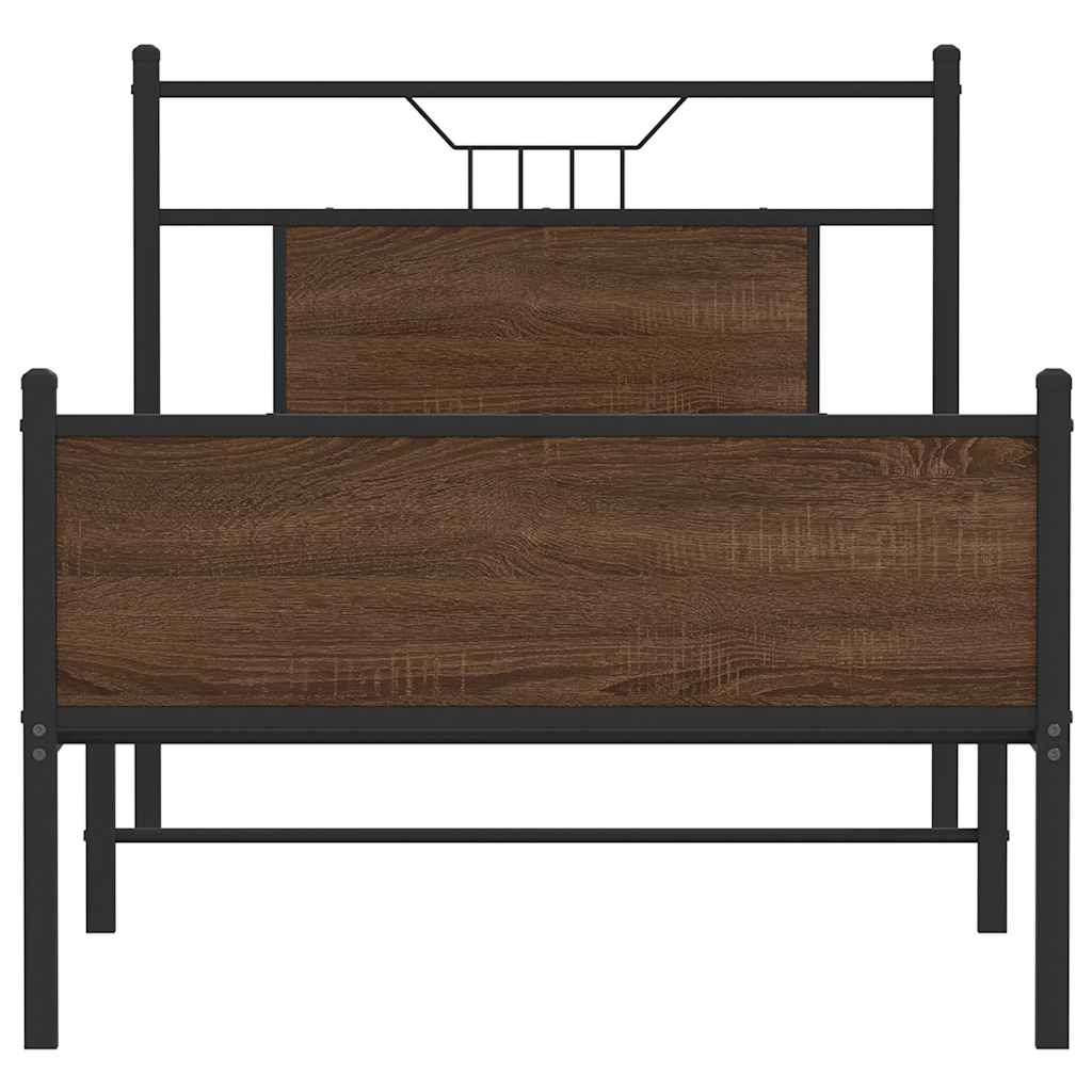vidaXL Bed Frame without Mattress Brown Oak 90x200 cm Engineered Wood 6