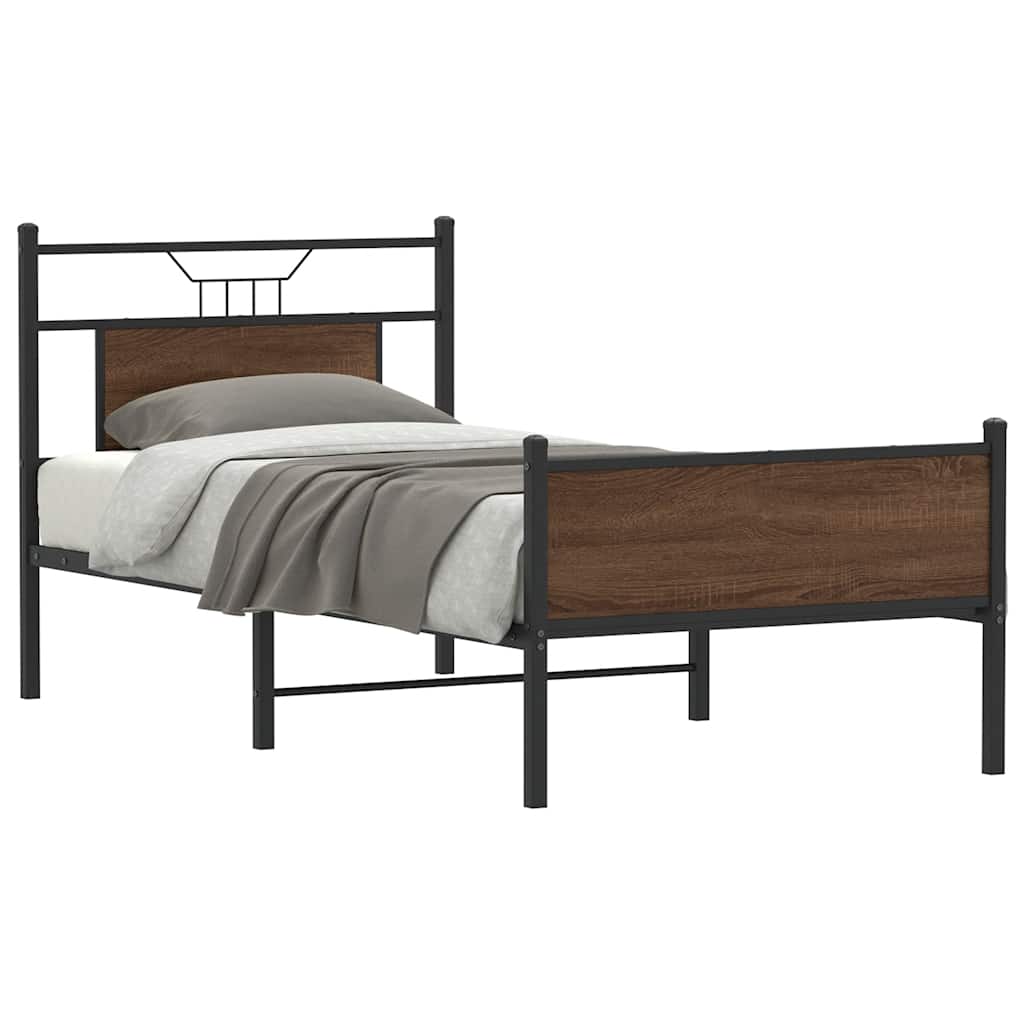 vidaXL Bed Frame without Mattress Brown Oak 90x200 cm Engineered Wood 1