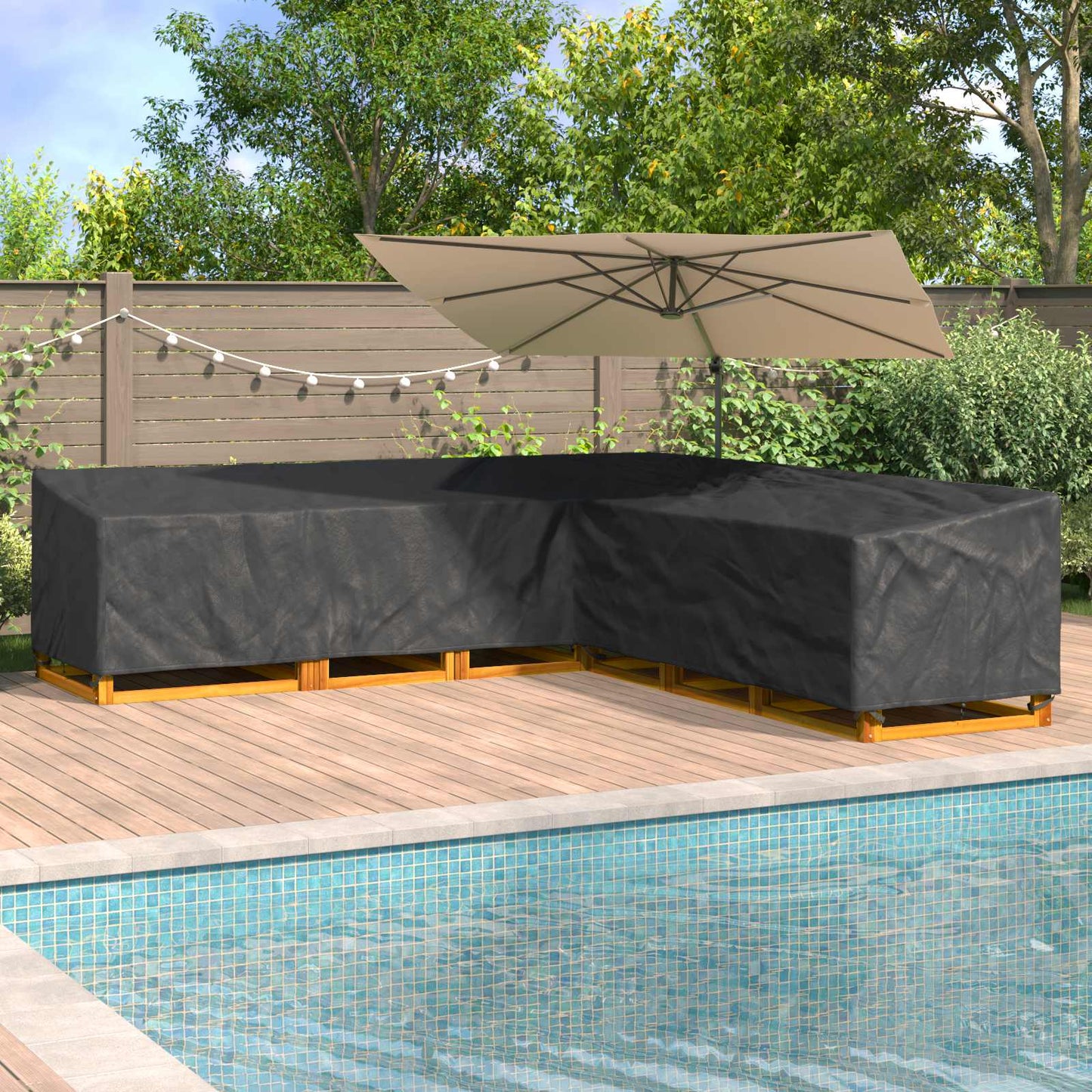 vidaXL Furniture Cover 325 x 325 x 80 cm 600D Oxford Fbric L-Shape 1