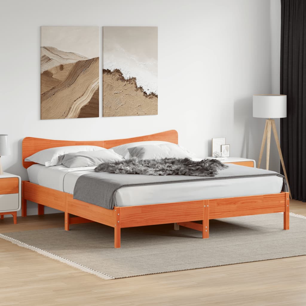 Bed Frame without Mattress Solid Wood Pine Length 200 cm Wax brown 200 cm
