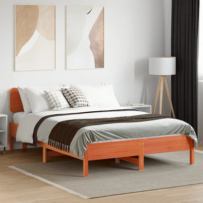 Bed Frame without Mattress Solid Wood Pine Length 200 cm Wax brown 150 cm