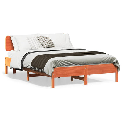 Bed Frame without Mattress Solid Wood Pine Length 200 cm Wax brown 120 cm