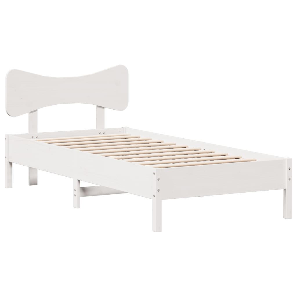 Bed Frame without Mattress Solid Wood Pine Length 200 cm White 100 cm
