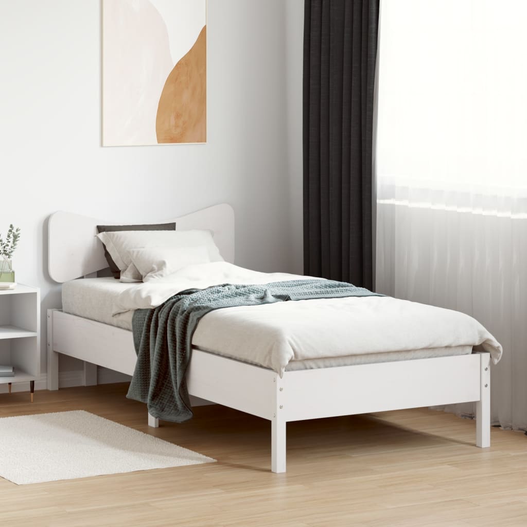 Bed Frame without Mattress Solid Wood Pine Length 200 cm White 100 cm