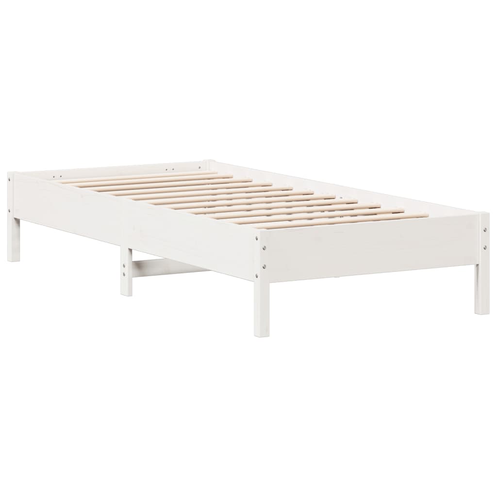 Bed Frame without Mattress Solid Wood Pine Length 200 cm White 100 cm