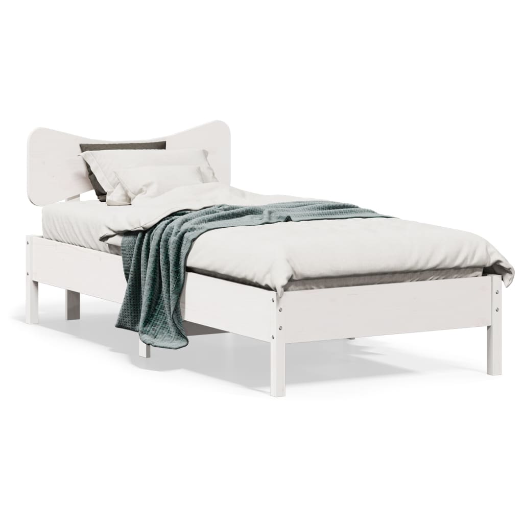 Bed Frame without Mattress Solid Wood Pine Length 200 cm White 100 cm