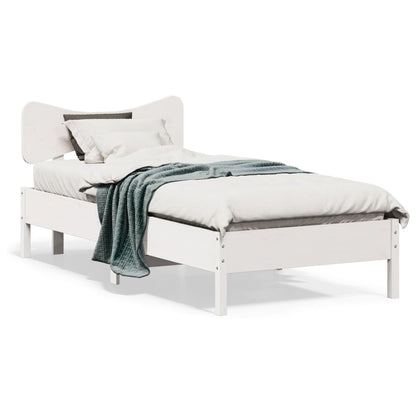 Bed Frame without Mattress Solid Wood Pine Length 200 cm White 100 cm