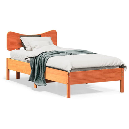 Bed Frame without Mattress Solid Wood Pine Length 200 cm Wax brown 90 cm