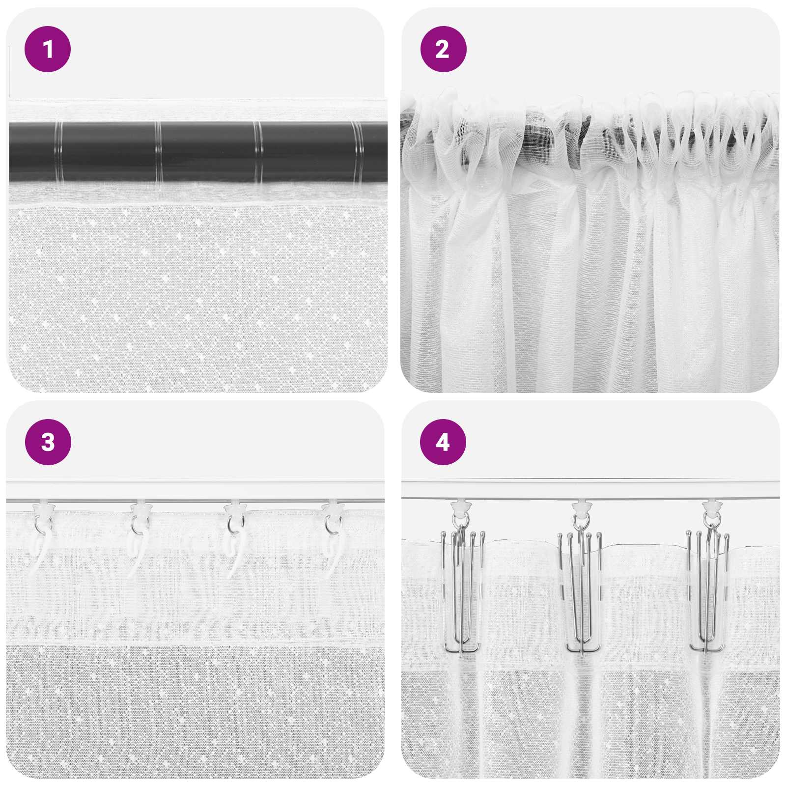 vidaXL Lace Curtain White 1200 x 300 cm Polyester 6