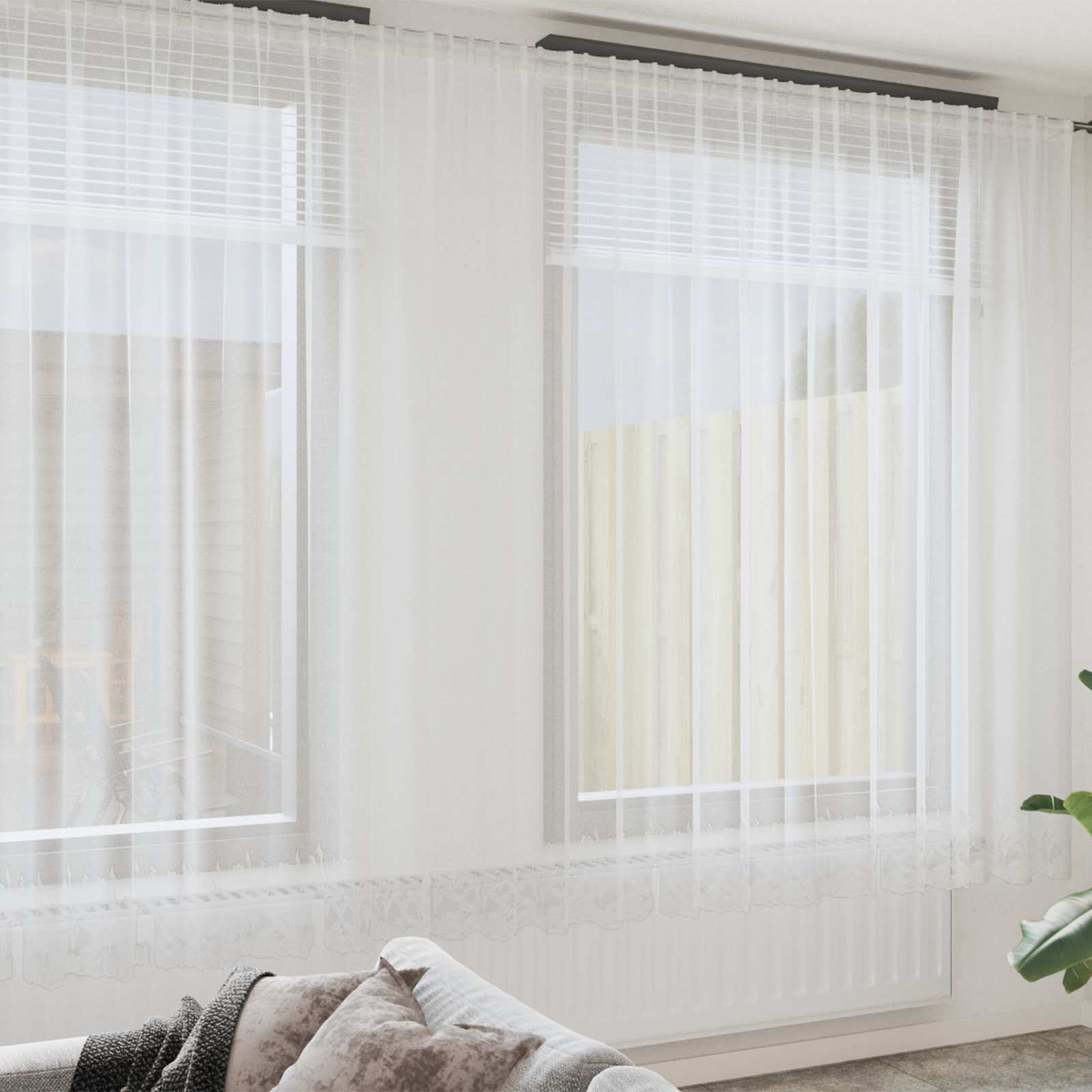 vidaXL Lace Curtain White 1200 x 300 cm Polyester 1