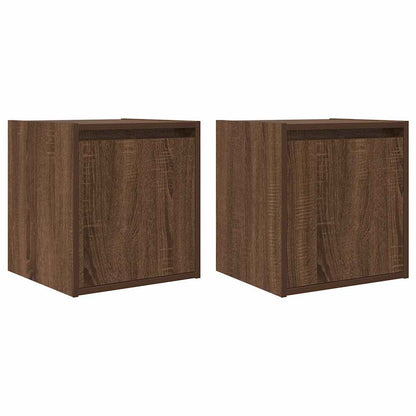 vidaXL Wall-Mounted Bedside Cabinets 2 pcs Brown Oak 38x34x40 cm 2
