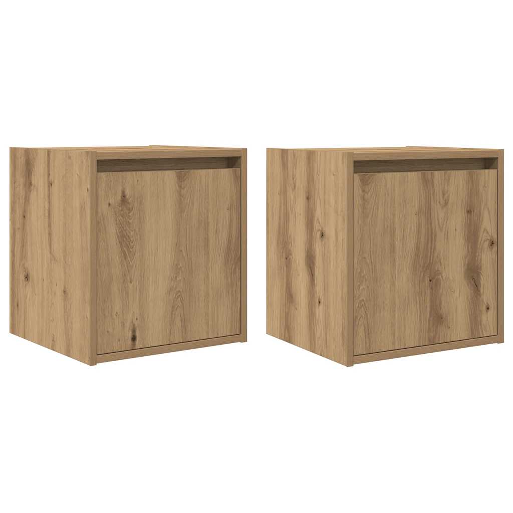 vidaXL Wall-Mounted Bedside Cabinets 2 pcs Artisan Oak 38x34x40 cm 2