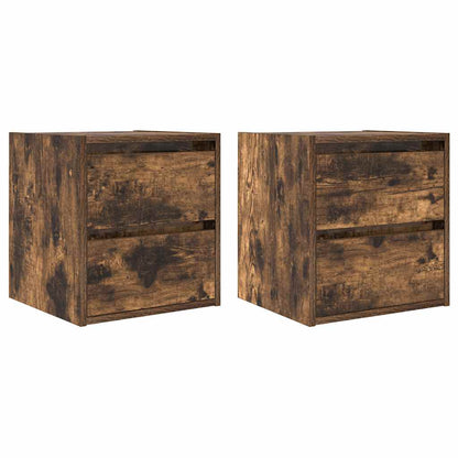 vidaXL Wall-mounted Bedside Cabinets 2 pcs Smoked Oak 38x34x40 cm 2