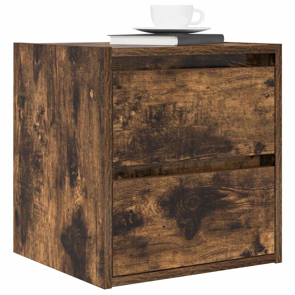 vidaXL Wall-mounted Bedside Cabinets 2 pcs Smoked Oak 38x34x40 cm 4