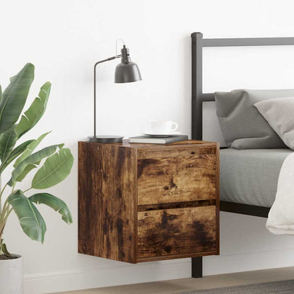 vidaXL Wall-mounted Bedside Cabinets 2 pcs Smoked Oak 38x34x40 cm 1