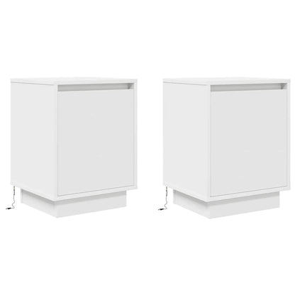 vidaXL Bedside Cabinets with LED Lights 2 pcs White 38x34x50 cm 3