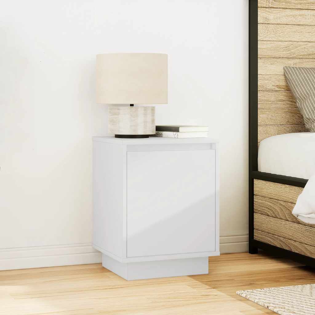 vidaXL Bedside Cabinets with LED Lights 2 pcs White 38x34x50 cm 5