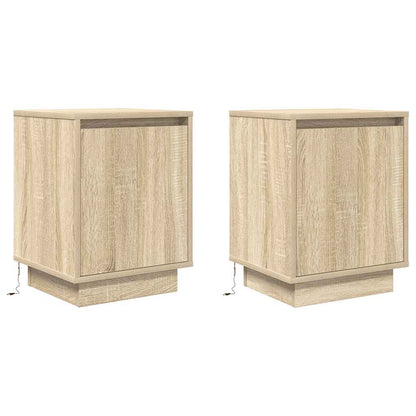 vidaXL Bedside Cabinets with LED Lights 2 pcs Sonoma Oak 38x34x50 cm 3