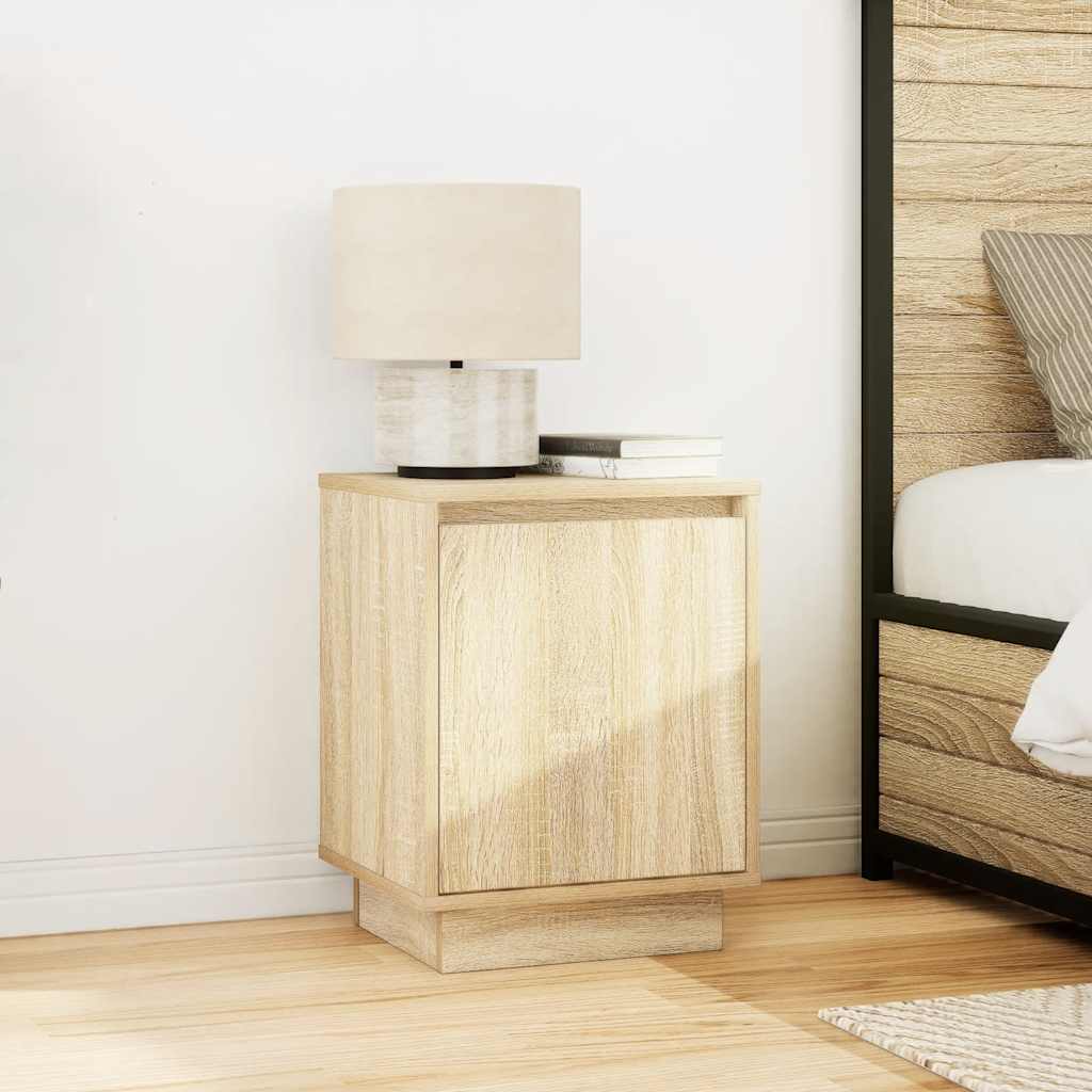 vidaXL Bedside Cabinets with LED Lights 2 pcs Sonoma Oak 38x34x50 cm 4