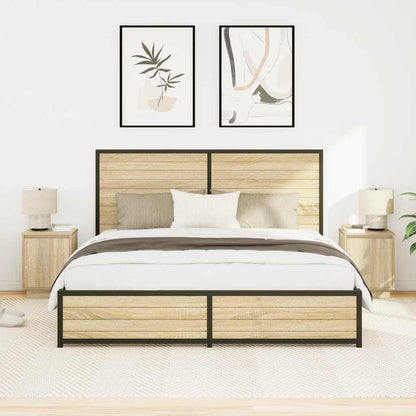 vidaXL Bedside Cabinets with LED Lights 2 pcs Sonoma Oak 38x34x50 cm 5