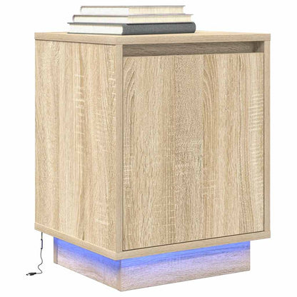vidaXL Bedside Cabinets with LED Lights 2 pcs Sonoma Oak 38x34x50 cm 6