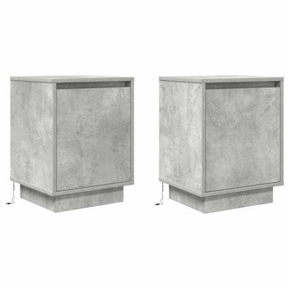 vidaXL Bedside Cabinets with LED Lights 2 pcs Concrete Grey 38x34x50 cm 3