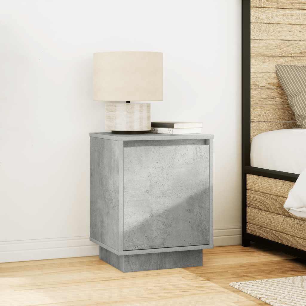 vidaXL Bedside Cabinets with LED Lights 2 pcs Concrete Grey 38x34x50 cm 5