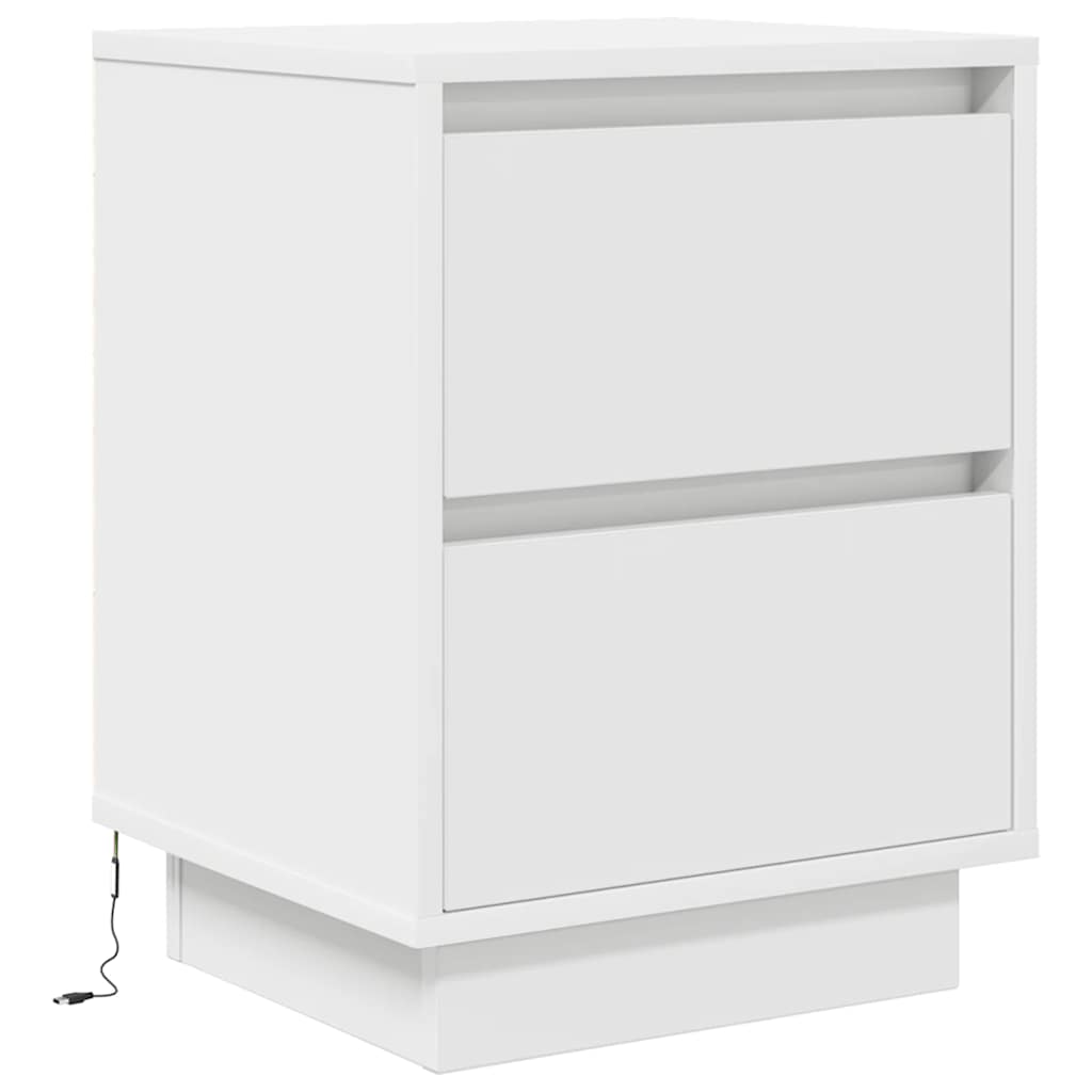 vidaXL Bedside Cabinet with LED Lights White 38x34x50 cm 3