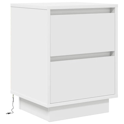 vidaXL Bedside Cabinet with LED Lights White 38x34x50 cm 3