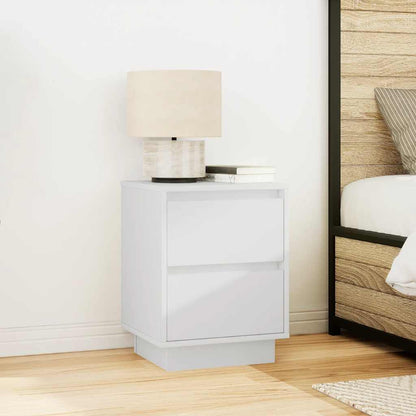 vidaXL Bedside Cabinet with LED Lights White 38x34x50 cm 4