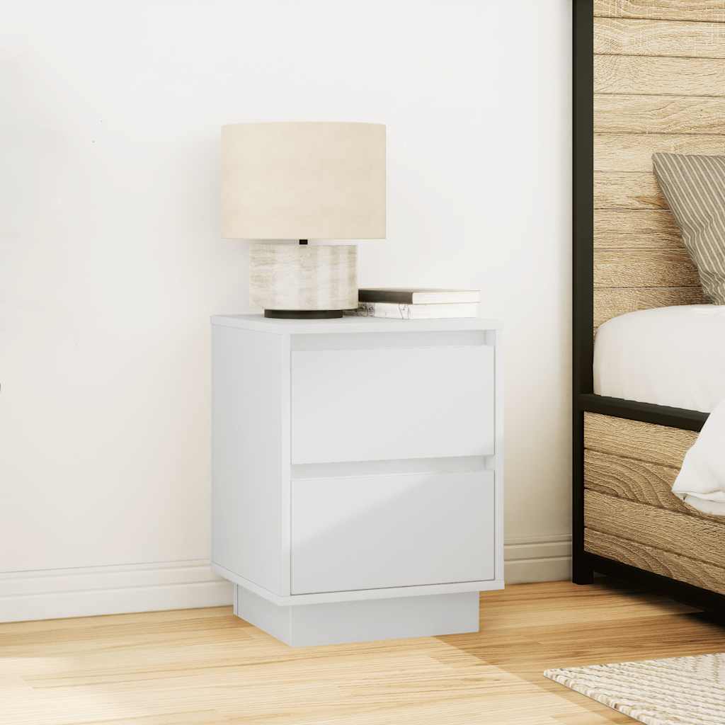 Bedside Cabinets with LED Lights 38x34x50 cm 2 pcs White