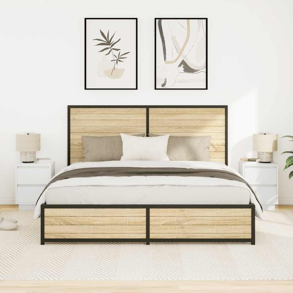 Bedside Cabinets with LED Lights 38x34x50 cm 2 pcs White