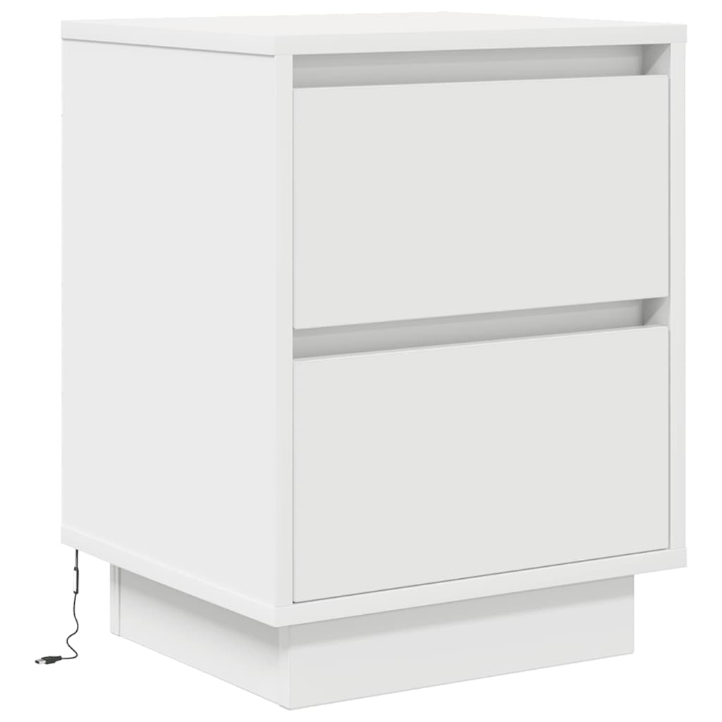 Bedside Cabinets with LED Lights 38x34x50 cm 2 pcs White