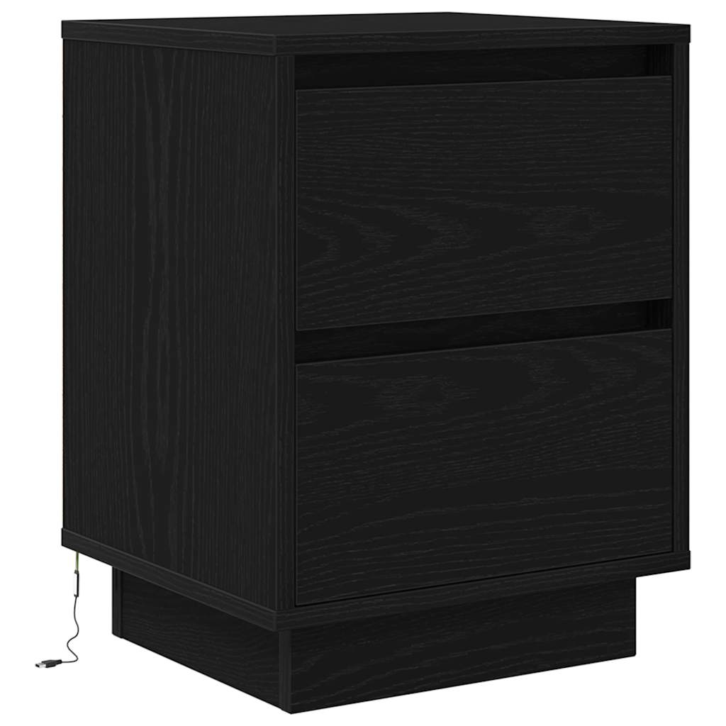 vidaXL Bedside Cabinet with LED Lights Black 38x34x50 cm 3