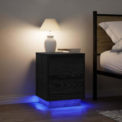 vidaXL Bedside Cabinet with LED Lights Black 38x34x50 cm 5