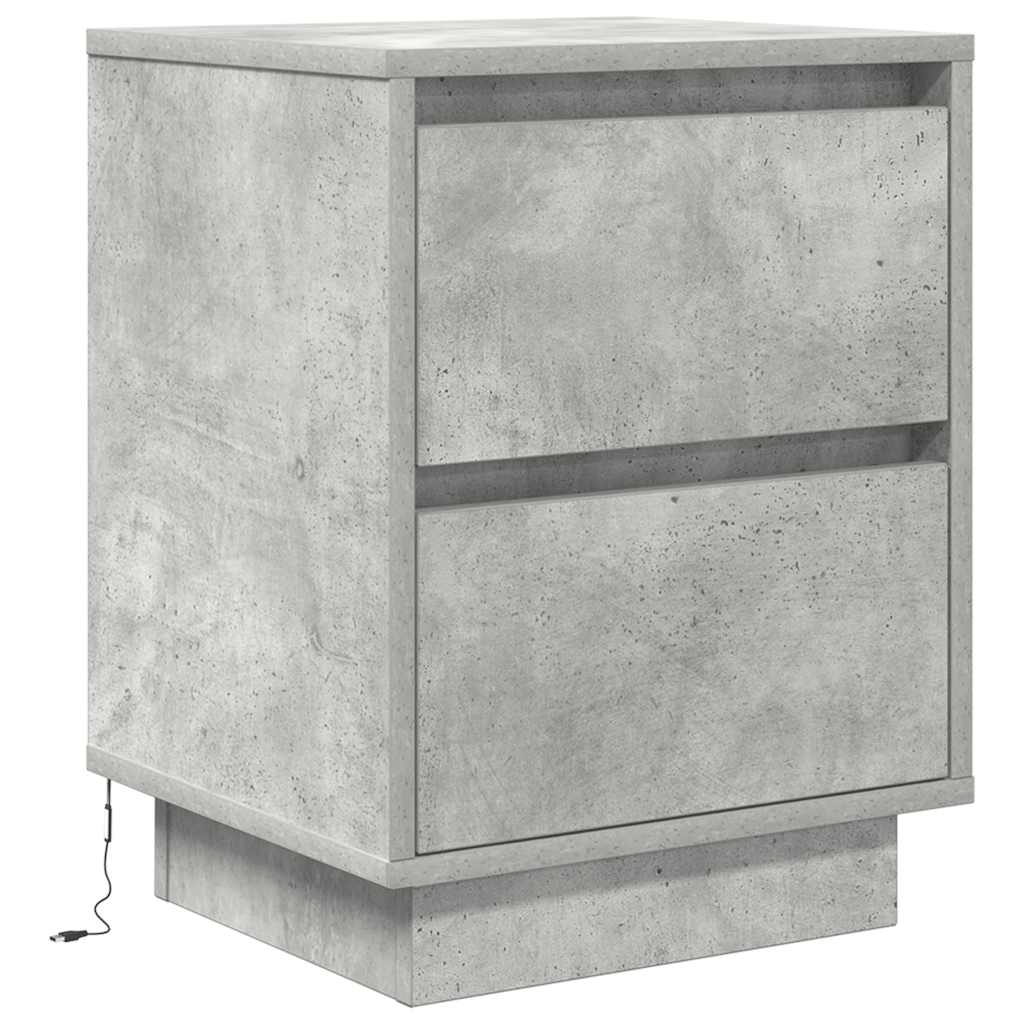 vidaXL Bedside Cabinet with LED Lights Concrete Grey 38x34x50 cm 3