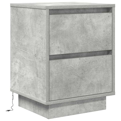 vidaXL Bedside Cabinet with LED Lights Concrete Grey 38x34x50 cm 3