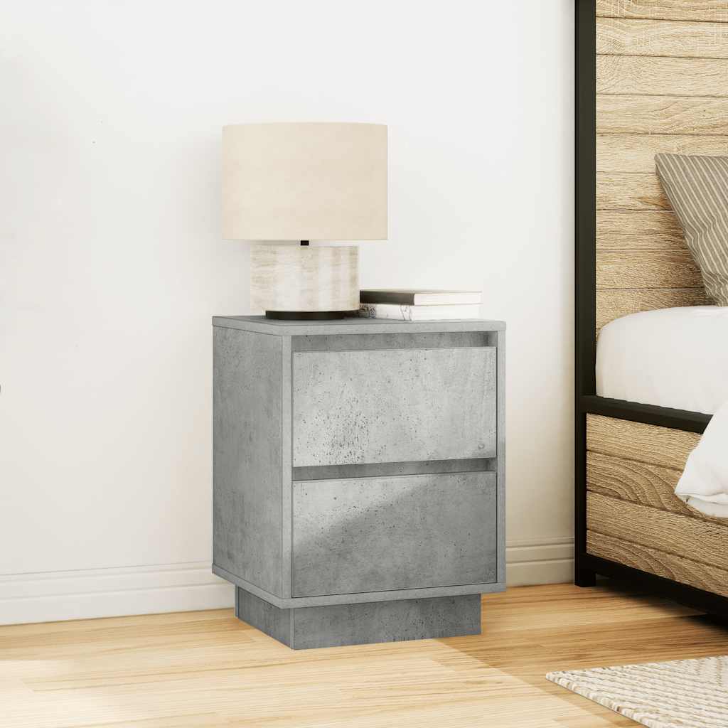 vidaXL Bedside Cabinet with LED Lights Concrete Grey 38x34x50 cm 4