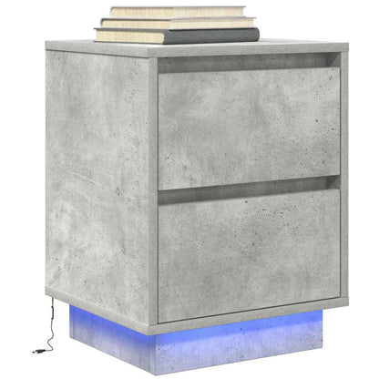 vidaXL Bedside Cabinet with LED Lights Concrete Grey 38x34x50 cm 1