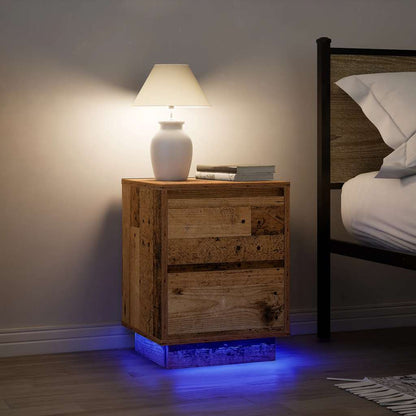 Bedside Cabinets with LED Lights 38x34x50 cm 2 pcs Old wood