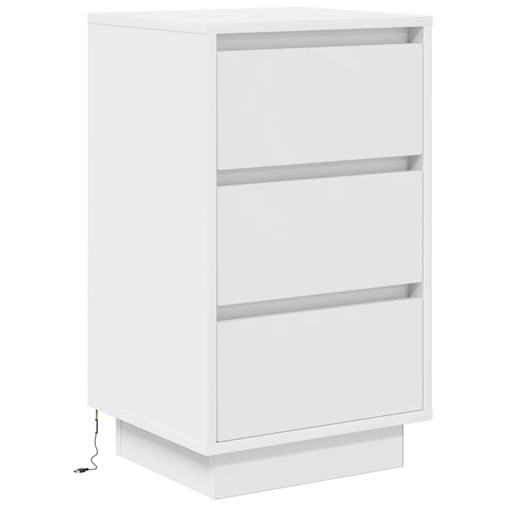 vidaXL Bedside Cabinet with LED Lights White 38x34x65 cm 3