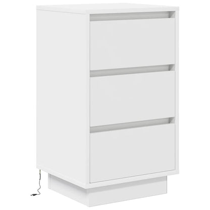 vidaXL Bedside Cabinet with LED Lights White 38x34x65 cm 3