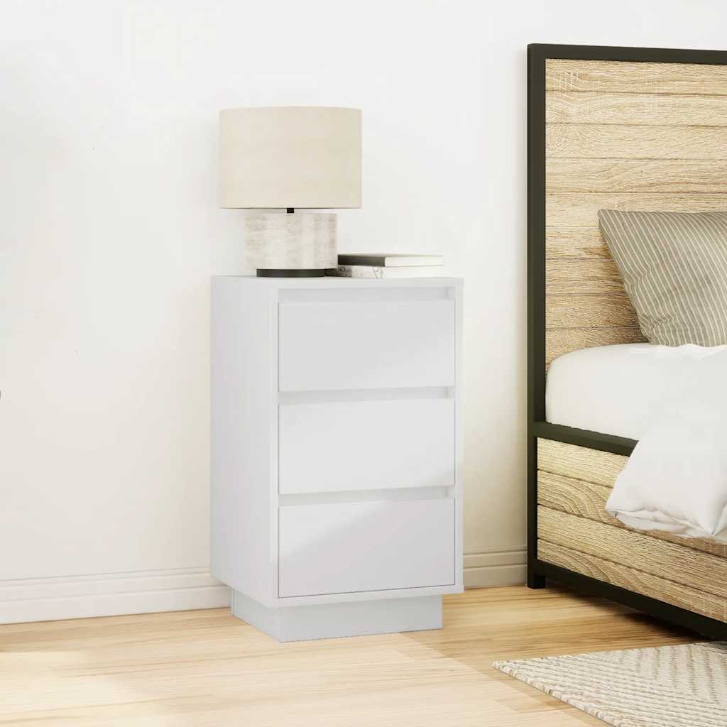 vidaXL Bedside Cabinet with LED Lights White 38x34x65 cm 4