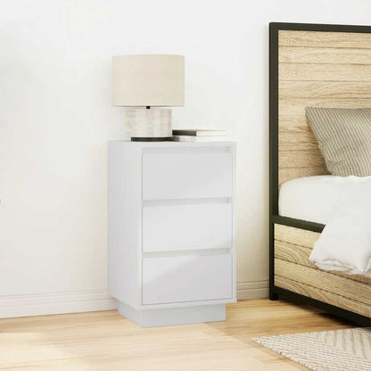 vidaXL Bedside Cabinet with LED Lights White 38x34x65 cm 4