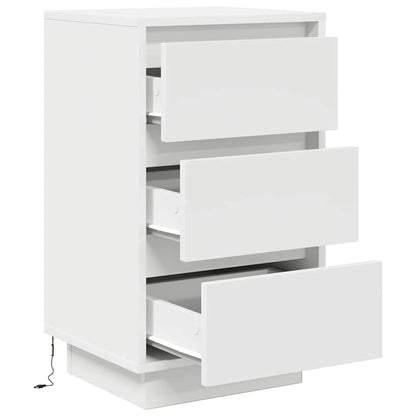 vidaXL Bedside Cabinet with LED Lights White 38x34x65 cm 6
